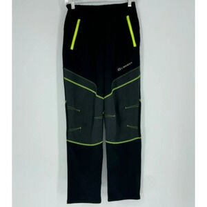 Lambda Pants Women's XL Black Gray Straight Leg Wind Proof Lined Cycling Pull On